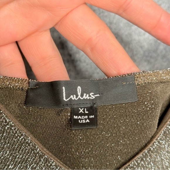 Lulus Forever Your Girl Metallic Body-con‎ Minidress in Olive Silver- Sz XL - Picture 3 of 5
